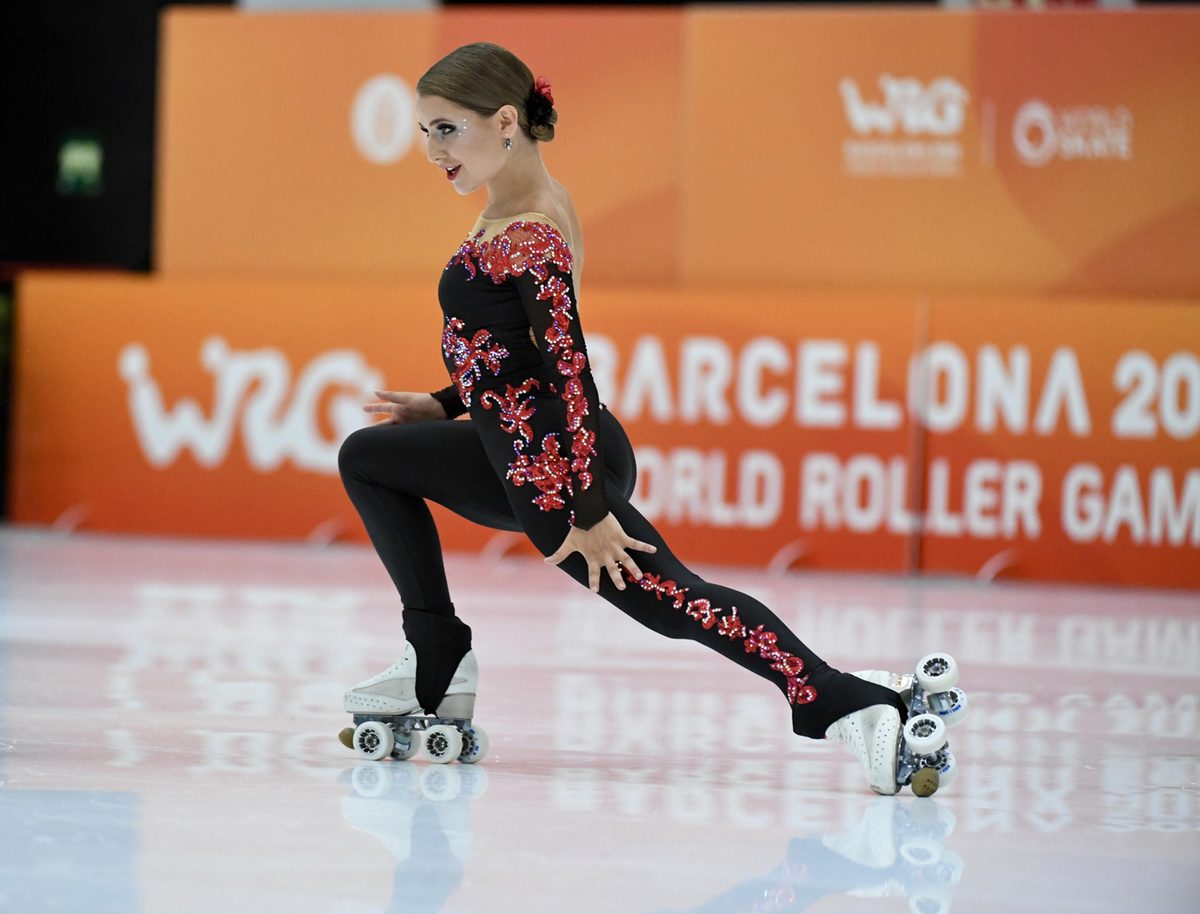 Emilia Zimermann beim Solotanz auf den World Roller Games in Barcelona